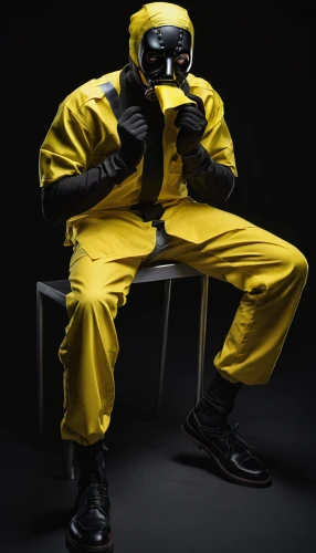 hazmat suit,high-visibility clothing,protective clothing,dry suit,personal protective equipment,protective suit,respiratory protection,rain suit,coveralls,civil defense,respirator,yellow jumpsuit,respirators,jumpsuit,respiratory protection mask,gas welder,diving equipment,workwear,ppe,breathing apparatus,Photography,General,Realistic