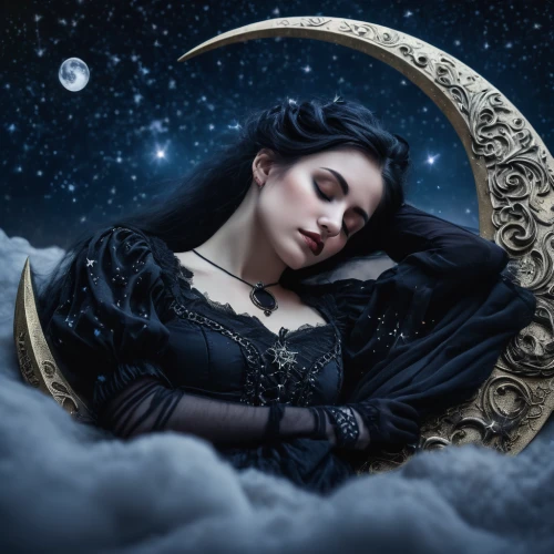 the sleeping rose,sleeping rose,queen of the night,moon phase,sleeping beauty,fantasy picture,moonbeam,fantasy portrait,dreaming,dreams catcher,gothic woman,rose sleeping apple,crescent moon,celestial body,lunar phases,lady of the night,fantasy art,blue moon rose,moonlit night,moonlit,Photography,General,Fantasy