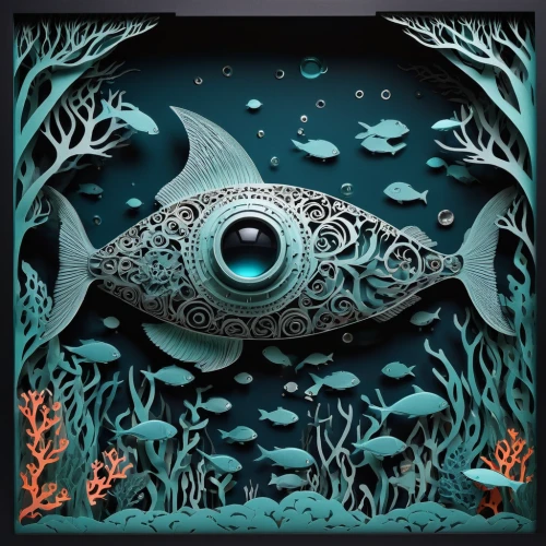 forest fish,deep sea fish,deep sea nautilus,coelacanth,blue fish,aquarium decor,underwater fish,ornamental fish,trigger fish,deep sea,sea-life,under sea,marine fish,coral reef fish,under the sea,bony-fish,ray-finned fish,triggerfish-clown,fish collage,aquarium inhabitants,Unique,Paper Cuts,Paper Cuts 04