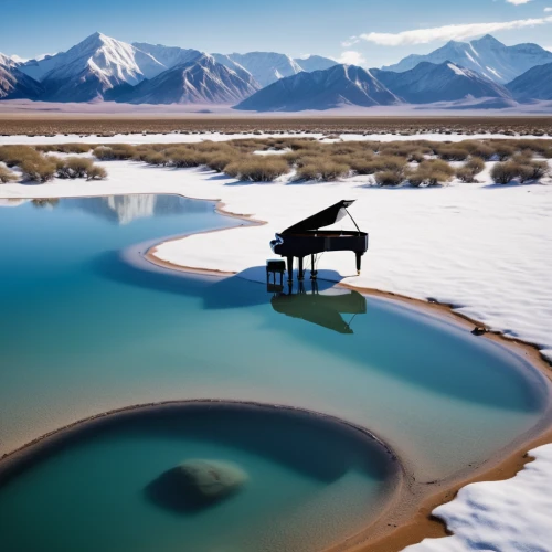 grand piano,steinway,chaka salt lake,the piano,pianos,salt flat,tibet,concerto for piano,new zealand,salt meadow landscape,nature of mongolia,dry lake,piano keyboard,alpine lake,geothermal energy,pianet,nature mongolia,glacier water,glacial lake,the mongolian and russian border mountains,Photography,General,Realistic