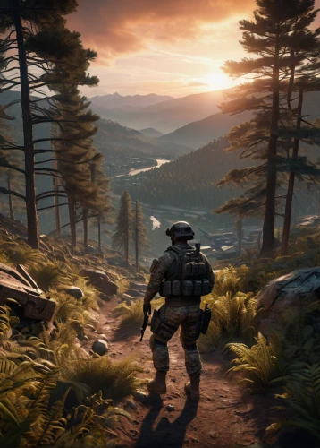 screenshot,battlefield,black hawk sunrise,cinematic,lost in war,dusk background,graphics,ardennes,game art,wasteland,sundown,spruce forest,fallout4,full hd wallpaper,background screen,mountain sunrise,dusk,northwest forest,alpine sunset,pine forest,Photography,General,Sci-Fi