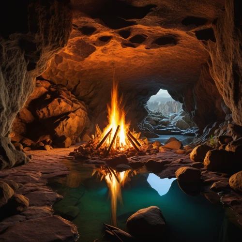 cave on the water,lava cave,pit cave,fireplaces,the eternal flame,cave,cave tour,lava tube,fireplace,fire place,cave church,underground lake,sea cave,grotto,campfires,ice cave,mountain spring,glacier cave,blue cave,the limestone cave entrance,Art,Classical Oil Painting,Classical Oil Painting 22