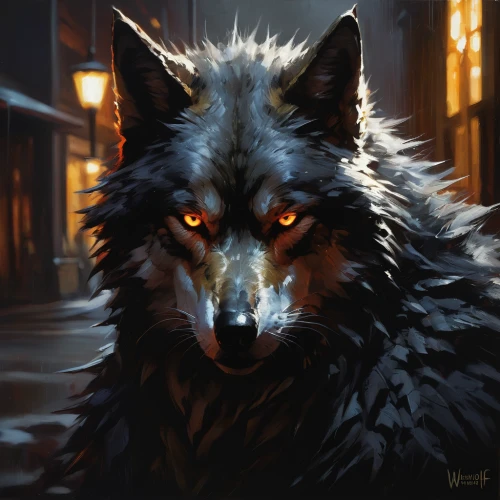 werewolf,wolf,howl,howling wolf,canidae,feral,yellow eyes,constellation wolf,european wolf,werewolves,gray wolf,scent hound,wolfdog,black shepherd,moody portrait,lokportrait,wolf bob,wolves,fantasy portrait,snarling,Conceptual Art,Oil color,Oil Color 11