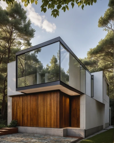 cubic house,modern house,timber house,mid century house,modern architecture,cube house,wooden house,corten steel,dunes house,house in the forest,frame house,inverted cottage,house shape,smart house,metal cladding,archidaily,3d rendering,folding roof,prefabricated buildings,glass facade