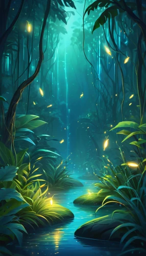 fairy forest,enchanted forest,elven forest,forest background,forest glade,forest of dreams,fireflies,fairytale forest,green forest,fantasy landscape,forest landscape,rainforest,forest,forest floor,the forest,rain forest,fairy world,cartoon video game background,forest dark,druid grove,Illustration,Realistic Fantasy,Realistic Fantasy 01