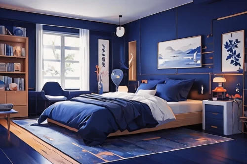 blue room,bedroom,danish room,modern room,guest room,majorelle blue,great room,japanese-style room,navy blue,boy's room picture,blue lamp,nautical colors,guestroom,sleeping room,contemporary decor,modern decor,interior decoration,blue pillow,interior design,children's bedroom,Illustration,Japanese style,Japanese Style 04