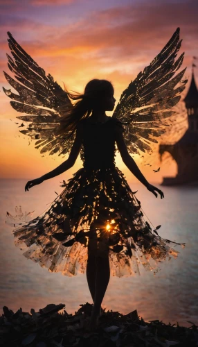 winged heart,faery,stone angel,angel wing,winged,black angel,fire angel,faerie,glass wings,angel wings,archangel,dark angel,harpy,bird wings,fairies aloft,fallen angel,angel statue,fire dancer,fae,wings,Illustration,Realistic Fantasy,Realistic Fantasy 02