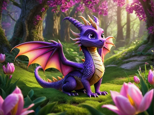 forest dragon,painted dragon,dragon li,spring background,springtime background,purple wallpaper,spring unicorn,dragon design,dragon,purple,lilac blossom,fantasy picture,precious lilac,flower background,purple background,draconic,lavendar,purple landscape,gryphon,dragon fire,Photography,General,Natural