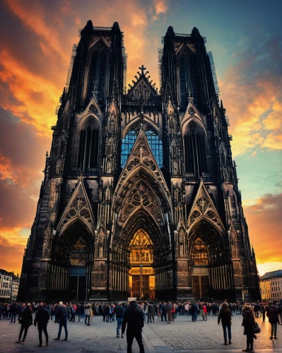 gothic architecture,cologne cathedral,notre-dame,notre dame,gothic church,reims,duomo,notredame de paris,ulm minster,cologne,gothic style,gothic,cathedral,house of prayer,saint michel,nidaros cathedral,haunted cathedral,world heritage,cologne panorama,strasbourg,Illustration,Realistic Fantasy,Realistic Fantasy 24