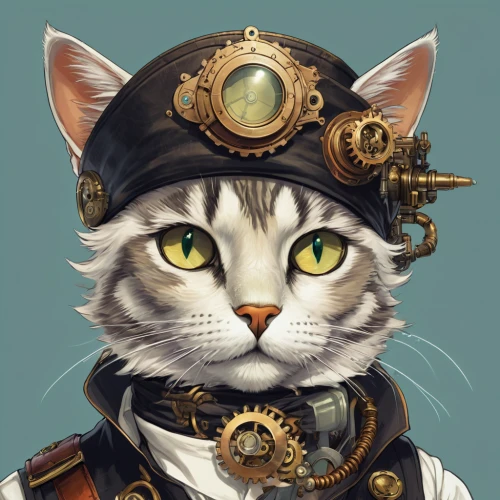 steampunk,cat sparrow,steampunk gears,napoleon cat,naval officer,cat-ketch,cat warrior,watchmaker,admiral,tea party cat,military officer,cat portrait,cat vector,figaro,pirate,sailor,clockmaker,aristocrat,seafarer,inspector,Conceptual Art,Fantasy,Fantasy 25