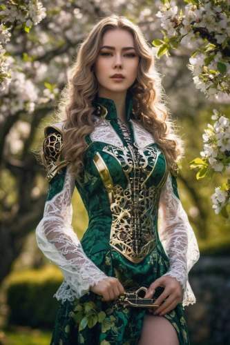 celtic woman,celtic queen,fairy tale character,faery,faerie,bodice,linden blossom,miss circassian,irish,fae,elven flower,fairy queen,poison ivy,folk costume,elven,enchanting,clover blossom,ivy,fantasy portrait,fantasy woman,Conceptual Art,Sci-Fi,Sci-Fi 09