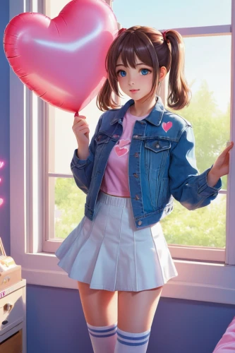 blue heart balloons,cute heart,heart balloons,puffy hearts,mikuru asahina,kawaii,heart pink,honmei choco,cute clothes,heart background,heart candy,colorful heart,blue heart,anime girl,pink balloons,heart,kawaii girl,heart candies,valentine background,mc,Conceptual Art,Daily,Daily 18