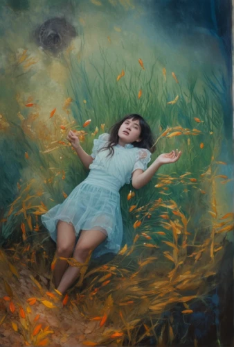 girl lying on the grass,little girl in wind,girl picking flowers,girl in the garden,flying dandelions,little girl running,girl in flowers,oil painting on canvas,child playing,oil painting,throwing leaves,girl praying,falling flowers,chasing butterflies,child in park,mirror in the meadow,little girl with balloons,han thom,child portrait,meadow play,Photography,General,Cinematic