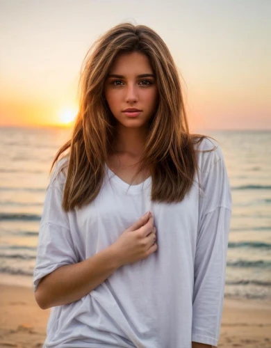 beach background,girl in t-shirt,beautiful young woman,malibu,girl on the dune,cotton top,in a shirt,white shirt,young woman,pretty young woman,long-sleeved t-shirt,sunset glow,female model,relaxed young girl,on the beach,attractive woman,girl on a white background,beautiful girl,by the sea,arab,Common,Common,Photography