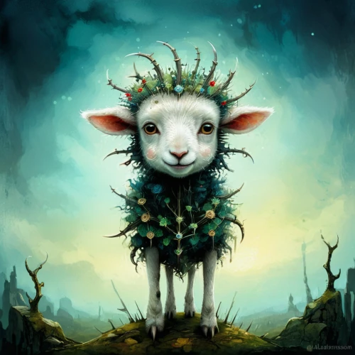 goatflower,lamb,sheep portrait,dwarf sheep,easter lamb,the sheep,wool sheep,sheep,sheep head,wild sheep,shoun the sheep,male sheep,sheep knitting,ruminant,faun,shear sheep,black nosed sheep,ovis gmelini aries,sheared sheep,feral goat,Illustration,Abstract Fantasy,Abstract Fantasy 01