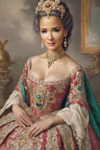 princess sofia,miss circassian,russian folk style,brazilian monarchy,folk costume,cepora judith,girl in a historic way,yemeni,celtic queen,victorian lady,iulia hasdeu castle,traditional costume,bridal jewelry,orientalism,uzbekistan,bridal clothing,imperial period regarding,rococo,romantic portrait,portrait of a woman,Photography,Realistic