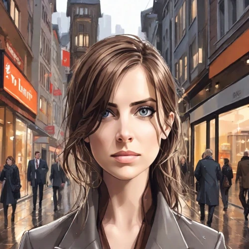 world digital painting,city ​​portrait,sci fiction illustration,woman shopping,game illustration,girl in a long,digital painting,pedestrian,a pedestrian,the girl at the station,girl walking away,shopping icon,portrait background,girl with speech bubble,the girl's face,sprint woman,woman walking,shopping street,illustrator,cg artwork,Digital Art,Sticker