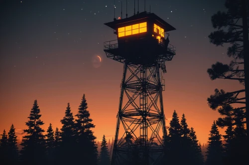 fire tower,lookout tower,cell tower,transmitter station,radio tower,observation tower,electric tower,watertower,water tower,transmitter,cellular tower,watchtower,beacon,transmission tower,mountain station,communications tower,steel tower,antenna tower,illuminated lantern,control tower,Conceptual Art,Sci-Fi,Sci-Fi 09