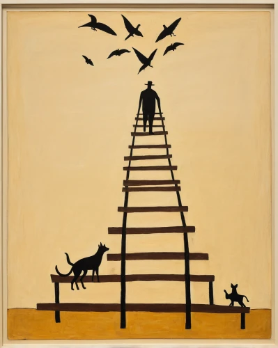 dog house frame,animal tower,cat tree of life,cat frame,dog sled,stairway to heaven,flyball,flying dogs,dog frame,jacob's ladder,animal shelter,stairway,rescue alley,ladder,sled dog,perching birds,heavenly ladder,bird tower,bird frame,cool woodblock images,Art,Artistic Painting,Artistic Painting 47