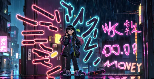 neon lights,neon light,neon sign,neon,dollar rain,cyberpunk,neon arrows,walking in the rain,neon ghosts,neon coffee,nico,neon human resources,rainy,hatsune miku,neon drinks,tokyo city,shibuya,rain bar,neon candies,tokyo,Anime,Anime,Traditional