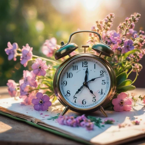 spring forward,four o'clock flower,time and attendance,flower background,flower clock,floral background,spring background,springtime background,spring equinox,time management,four o'clocks,bookmark with flowers,time pointing,time pressure,clock face,vintage flowers,time passes,the eleventh hour,vintage lavender background,time,Photography,General,Cinematic