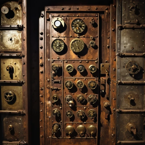 switchboard operator,combination lock,control panel,digital safe,cryptography,circuit breaker,key pad,old calculating machine,controls,access control,iron door,circuitry,key hole,door lock,doorbell,two-stage lock,old door,telephone operator,vault,engine room,Illustration,Realistic Fantasy,Realistic Fantasy 10
