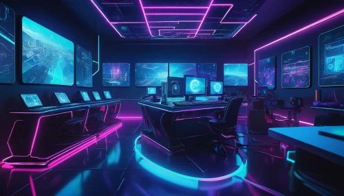 ufo interior,computer room,neon coffee,nightclub,game room,neon human resources,sci fi surgery room,cyber,neon light,study room,neon lights,cyberspace,neon ghosts,cyberpunk,conference room,retro diner,neon,the server room,cybertruck,80's design,Illustration,Abstract Fantasy,Abstract Fantasy 17