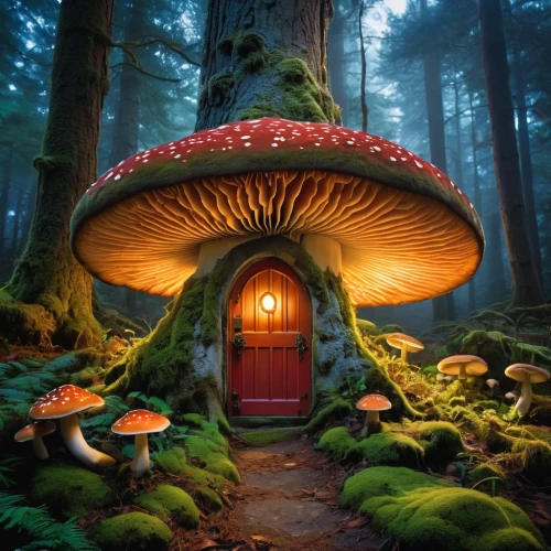 mushroom landscape,forest mushroom,forest mushrooms,mushroom island,umbrella mushrooms,fairy door,club mushroom,toadstools,fairy forest,mushrooms,tree mushroom,lingzhi mushroom,toadstool,fairytale forest,champignon mushroom,mushrooming,fairy house,agaric,mushroom type,mushroom,Conceptual Art,Fantasy,Fantasy 07