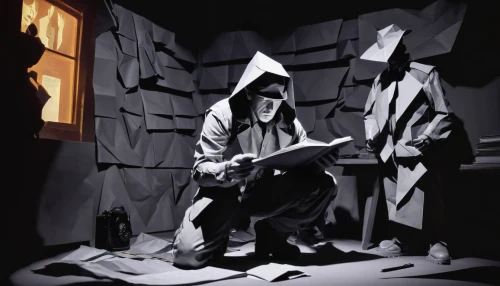 investigator,game illustration,game drawing,the collector,magistrate,doctor doom,paper art,scholar,live escape game,sci fiction illustration,book illustration,man with a computer,cd cover,vanitas,magus,illustrator,low poly,penumbra,prisoner,a dark room,Unique,Paper Cuts,Paper Cuts 02