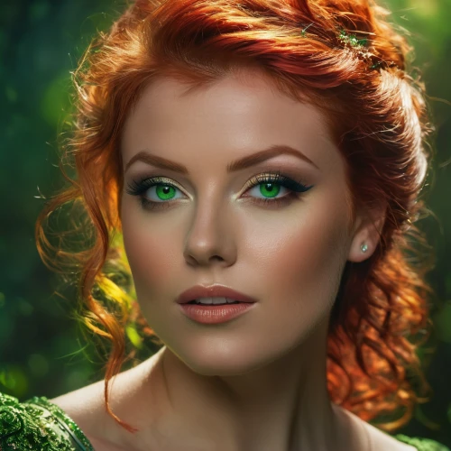 faery,celtic woman,fae,poison ivy,retouching,fantasy portrait,maureen o'hara - female,faerie,celtic queen,retouch,redheads,red head,romantic portrait,rusalka,natural cosmetic,red-haired,dryad,redheaded,portrait photography,in green,Photography,General,Fantasy