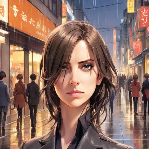 city ​​portrait,world digital painting,hong,portrait background,cg artwork,game illustration,shibuya,hk,kowloon,rosa ' amber cover,taipei,hong kong,japanese woman,shanghai,asia,girl walking away,background images,girl with speech bubble,ginza,girl in a long,Digital Art,Anime