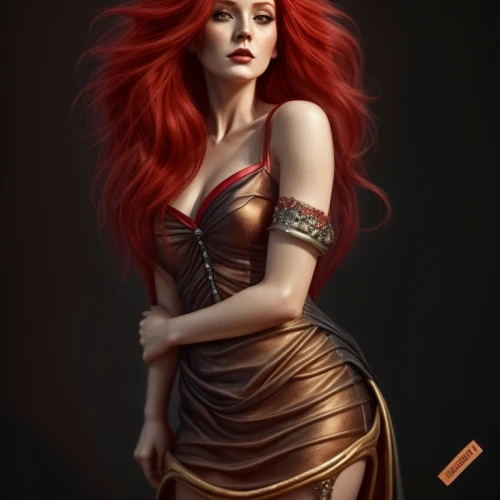 sorceress,transistor,red-haired,fantasy portrait,athena,fantasy art,celtic queen,red head,fantasy woman,ariel,aphrodite,merida,elza,rusalka,redhair,medusa,clary,artemisia,ancient egyptian girl,nami