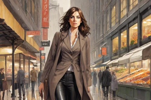 woman shopping,woman in menswear,woman walking,overcoat,businesswoman,sci fiction illustration,woman at cafe,a pedestrian,pedestrian,woman with ice-cream,shopping icon,girl walking away,the girl at the station,shopper,world digital painting,white-collar worker,girl with bread-and-butter,city ​​portrait,bussiness woman,girl in a long,Digital Art,Comic