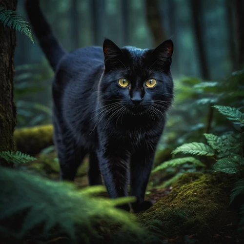 black cat,hollyleaf cherry,canis panther,forest animal,yellow eyes,feral cat,wild cat,halloween black cat,norwegian forest cat,golden eyes,black shepherd,panther,felidae,feral,cat image,cat vector,breed cat,on the hunt,gray cat,animal feline,Photography,General,Fantasy