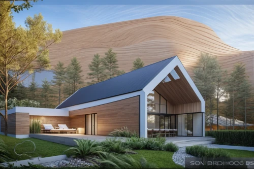 eco-construction,folding roof,dunes house,3d rendering,landscape design sydney,timber house,roof landscape,dune ridge,eco hotel,landscape designers sydney,smart house,smart home,inverted cottage,house in mountains,metal roof,wooden roof,house in the forest,house in the mountains,grass roof,roof panels,Photography,General,Realistic