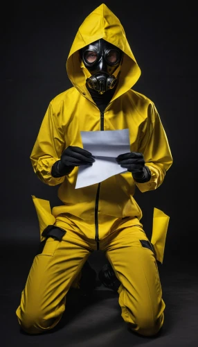 hazmat suit,protective suit,high-visibility clothing,personal protective equipment,protective clothing,rain suit,respiratory protection,respirator,chemical disaster exercise,dry suit,fluoroethane,civil defense,yellow jacket,yellow jumpsuit,self-quarantine,quarantine,pesticide,beekeeping smoker,sulfuric acid,ppe,Photography,General,Realistic