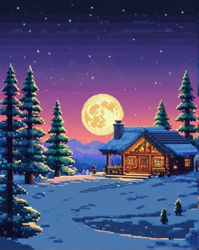 christmas snowy background,christmas landscape,the cabin in the mountains,winter house,log cabin,small cabin,pixel art,christmasbackground,christmas wallpaper,winter background,cottage,summer cottage,lonely house,christmas scene,christmas background,snowy landscape,winter village,retro christmas,log home,house in the forest,Unique,Pixel,Pixel 01