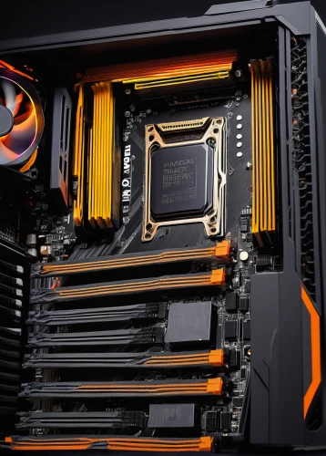 fractal design,ryzen,graphic card,motherboard,gpu,pc,muscular build,pc tower,multi core,cpu,processor,black and gold,amd,pro 50,orange,compute,mother board,computer cooling,fresh orange,computer workstation,Conceptual Art,Sci-Fi,Sci-Fi 14