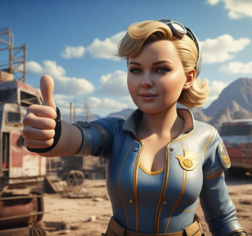fallout4,thumbs up,thumbs-up,fallout,fresh fallout,thumbs signal,lady pointing,lady medic,captain marvel,thumbs down,woman pointing,waving hello,fist bump,pointing woman,io,thumb up,thumbs,holding a gun,retro women,pointing at head,Photography,General,Realistic