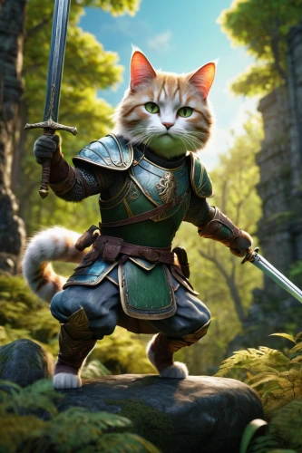 cat warrior,robin hood,aaa,felidae,goki,patrol,kobold,cartoon cat,rex cat,swordsman,tiger cat,fantasy warrior,massively multiplayer online role-playing game,mowgli,animal feline,toyger,game art,cat,cat image,kitfo,Art,Classical Oil Painting,Classical Oil Painting 44