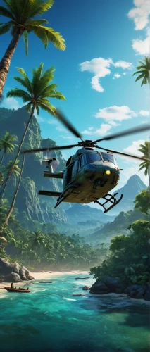 eurocopter,rotorcraft,helicopter,helicopters,ah-1 cobra,south pacific,hiller oh-23 raven,sub-tropical,helicopter pilot,seychelles,flying island,tropical island,tropics,tropical sea,mh-60s,patrol suisse,south seas,military helicopter,seaplane,aloha,Conceptual Art,Daily,Daily 14