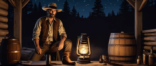 moonshine,lamplighter,american frontier,gunfighter,winemaker,pilgrim,western film,western,wild west,game illustration,farmer in the woods,woodsman,drover,tall tales,apothecary,investigator,gunsmith,the bottle,rifleman,cowboys,Illustration,Vector,Vector 04