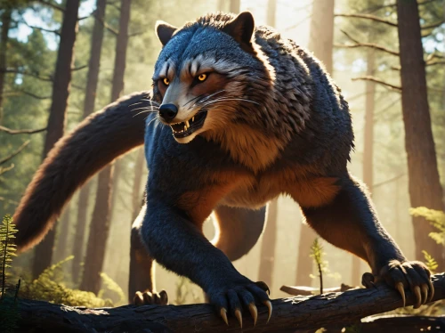 north american raccoon,grey fox,wolverine,mustelid,paraxerus,raccoon,philomachus pugnax,canidae,west siberian laika,anthropomorphized animals,tervuren,reconstruction,uintatherium,south american gray fox,ursa,forest animal,new world porcupine,wolf bob,werewolf,mammal,Conceptual Art,Sci-Fi,Sci-Fi 17