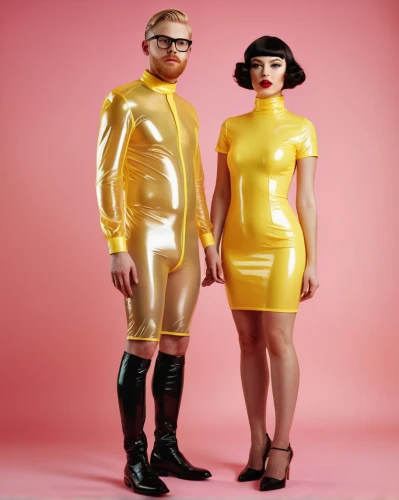 latex clothing,eurythmics,latex,yellow and black,superfruit,yellow jumpsuit,yellow-gold,gold lacquer,yellow,acridine yellow,yellow mustard,high-visibility clothing,yellow background,vintage man and woman,gold colored,gold foil shapes,halloween costumes,golden yellow,costumes,pvc,Photography,Documentary Photography,Documentary Photography 06