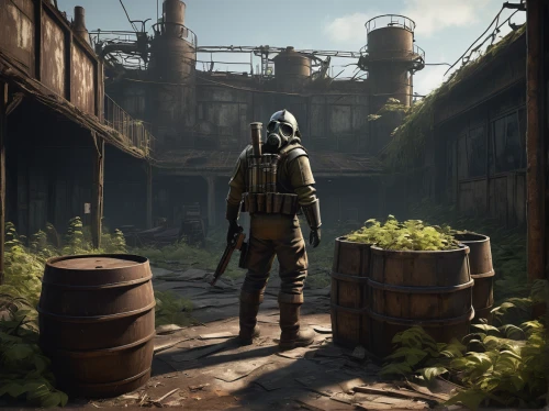 refinery,chemical plant,wasteland,factories,industrial ruin,industries,fallout4,blacksmith,empty factory,industrial landscape,abandoned factory,lost place,shipyard,fallout,post apocalyptic,apothecary,industrial plant,brewery,cargo,lostplace,Conceptual Art,Sci-Fi,Sci-Fi 15