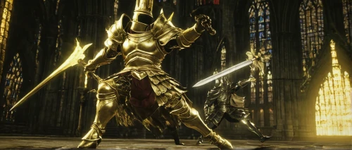 paladin,excalibur,gold chalice,golden unicorn,golden crown,knight armor,light bearer,gold paint stroke,foil and gold,drg,gold wall,torch-bearer,golden frame,scepter,templar,yellow-gold,golden mask,golden candlestick,gold lacquer,crusader,Illustration,Realistic Fantasy,Realistic Fantasy 02