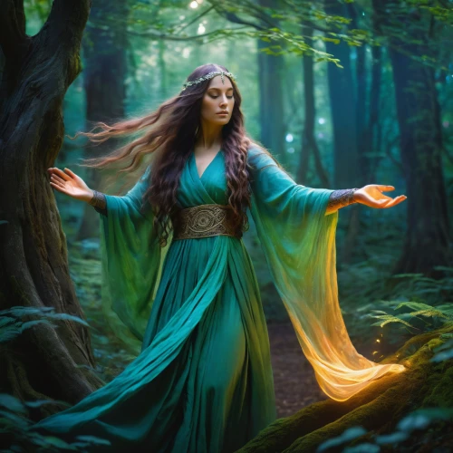faerie,dryad,faery,sorceress,the enchantress,celtic woman,mystical portrait of a girl,yogananda,fantasy picture,elven,elven forest,druid,fairy queen,ballerina in the woods,fantasy portrait,shamanism,fantasy art,fantasy woman,mother earth,enchanted forest,Illustration,Abstract Fantasy,Abstract Fantasy 15