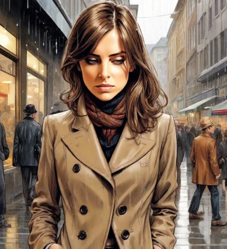 overcoat,girl walking away,woman walking,woman shopping,city ​​portrait,woman in menswear,trench coat,woman thinking,girl in a long,world digital painting,women fashion,young woman,oil painting on canvas,the girl at the station,young model istanbul,sprint woman,photoshop manipulation,a pedestrian,street artist,woman at cafe,Digital Art,Comic