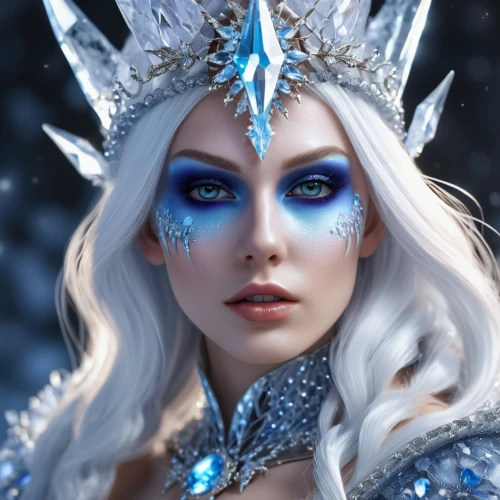 ice queen,the snow queen,ice princess,white rose snow queen,suit of the snow maiden,winterblueher,blue snowflake,elsa,blue enchantress,fantasy portrait,ice crystal,fantasy art,crystalline,silvery blue,father frost,fairy queen,queen of the night,ice planet,fantasy woman,eternal snow,Photography,General,Realistic