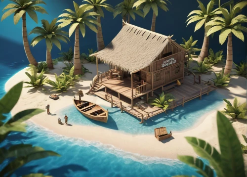 floating huts,tropical island,tropical beach,island,tropical house,island suspended,tahiti,floating islands,islands,beach hut,cabana,safe island,beach resort,seaside resort,south pacific,delight island,huts,dream beach,deserted island,summer cottage,Unique,Paper Cuts,Paper Cuts 03